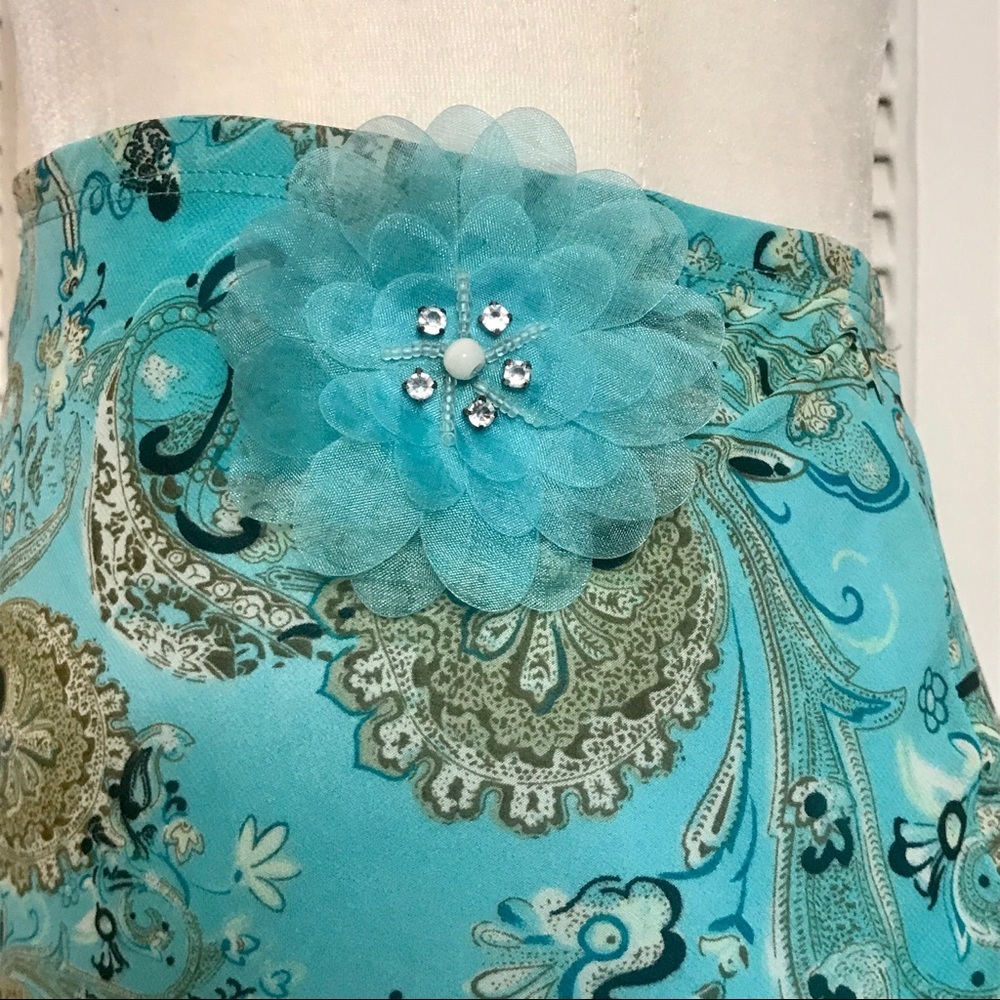 VNTG Blue Paisley Asymmetrical Handkerchief Skirt - Picture 3 of 6